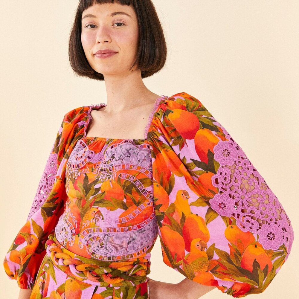 Lilac Mango Macaws Blouse